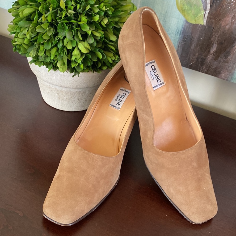 CELINE Paris CLASSIC SUEDE TAN PUMPS SIZE 39.5 🌟EUC🌟